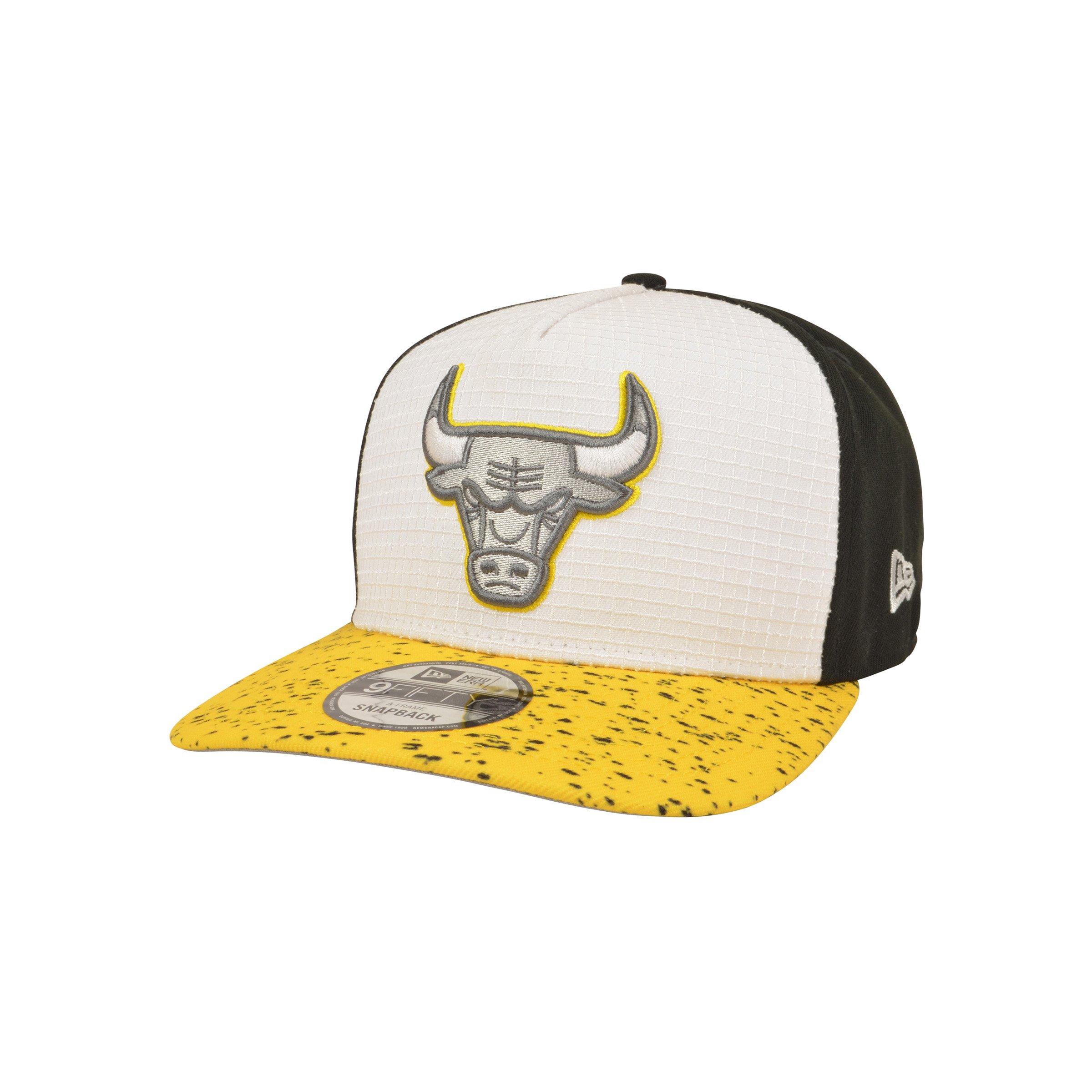 New Era Chicago Bulls 9FIFTY A-Frame Tour Yellow Snapback Hat - White/Black/Yellow - BLACK/YELLOW